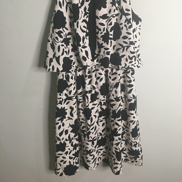 Loft - Black & White Floral Print Dress- Item#54 - Picture 3 of 7